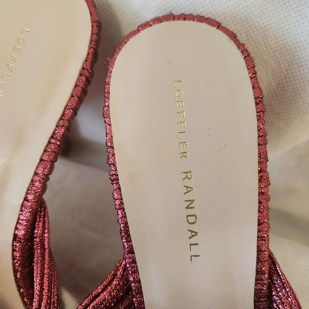 SOLD!!Loeffler RandallClaudia Pleated Skinny-Heel Mules in Fuschia Sz 11.5 - Picture 6 of 7